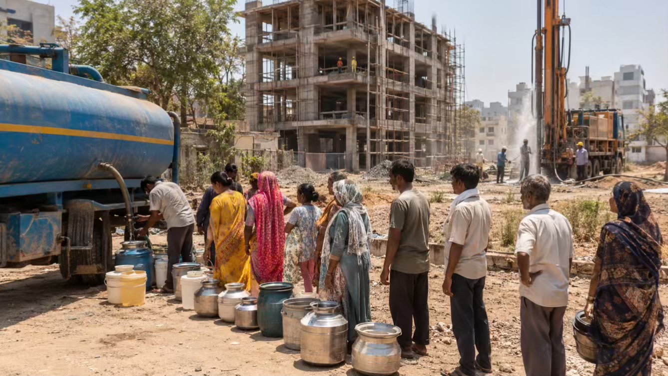 जल संकट के मद्देनजर निर्माण कार्यों पर कब रोक लगेगी..?